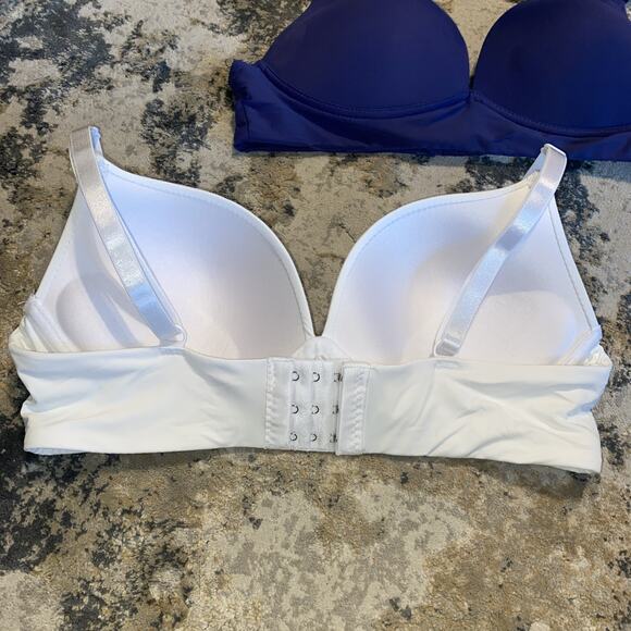 Strm Line Intimates Lot Of 2 Wireless Bras Size 34B White & Blue Silky - Picture 4 of 12